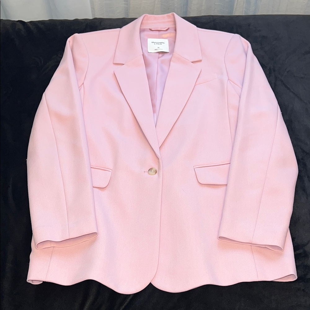 Abercrombie & Fitch Pastel Pink Single-Button Blazer